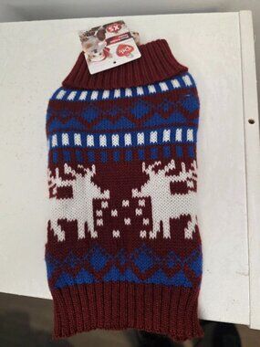 Pet Central Knitted Winter Reindeer Dog Sweater Size XS NWT